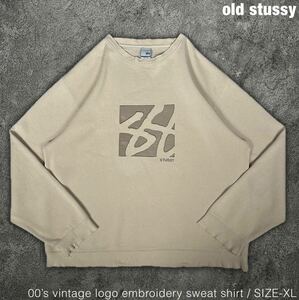 old stussy 00s ビンテージ XL ショーンフォント 刺繍 スウェット ステューシー 90s Y2K 長袖スウェット アメカジ ストリート トレーナー