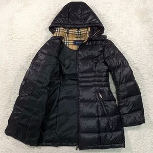 極美品 バーバリー ゴルフ フード ダウン コート ノバチェック 黒 M BURBERRY GOLF ジャケット ブルゾン アウター