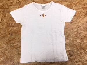 Diseny store ディズニー くまのプーさん Pooh 刺繍 キャラクター 半袖Tシャツ レディース 薄手 インドネシア製 S 白