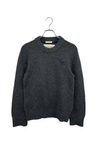 人気 Abercrombie & Fitch アバクロンビー＆フィッチ ニット セーター 無地 グレー系 エルボーパッチ メンズ サイズ S 6 衣B