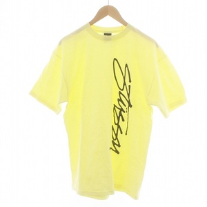 ステューシー STUSSY Tシャツ カットソー 半袖 ロゴ プリント 薄手 L 黄 イエロー ■GY22 /MQ メンズ