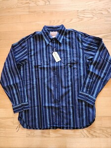 新作 送料込★東洋 SUGAR CANE シュガーケーンSC29245 INDIGO STRIPE WORK SHIRT インディゴストライプ ワークシャツ WESTERN ネイビー XL