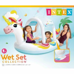 新品 送料無 INTEX 馬 ユニコーン スプレープール インテックス インテックス ビニールプール シェード 屋根 アーチ ホワイト 子供 家庭 白