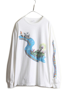 00s ★ Jimmy Buffett 2001年 ツアー 3面 プリント 長袖 Tシャツ メンズ XL / 00年代 オールド ジミー バフェット ロンT バンド ロック 白