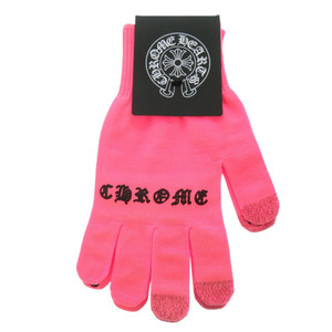 未使用品 クロムハーツ WORK GLOVES ロゴ ナイロン ポリエステル ポリウレタン ピンク 手袋 グローブ 1680 CHROME HEARTS メンズ