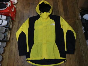 90s THE NORTH FACE GORE-TEX マウンテンパーカー M ブラック イエロー ナイロン ジャケット フード ノースフェイス ゴアテックス