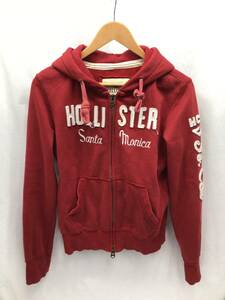 HOLLISTER パーカー ジップアップ S レッド スウェット 裏起毛 ホリスター 24030403