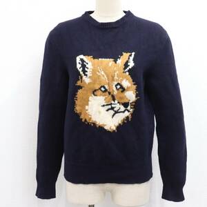 ITFBAMY1816M 即決 本物 MAISON KITSUNE メゾン キツネ BIG FOX フォックス ヘッドセーター KMM-0667-B ネイビー レディース サイズXS