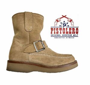 PISTOLERO/ピストレロ/モックエンジニアブーツ/size34/スエード/ベージュ/ヴィブラムソール