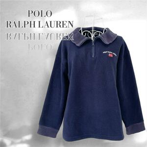 POLO ポロラルフローレン　フリース　ボアジャケット　ハーフジップ　紺　綿 3190