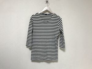 本物ユナイテッドアローズUNITEDARROWSビューティーアンドユースコットンボーダー柄5部丈半袖Tシャツメンズビジネススーツサーフ黒白M