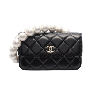 シャネル マトラッセ パールチェーン ブランドオフ CHANEL レザー ショルダーバッグ カーフ 中古 レディース