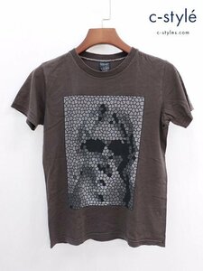 Y578a [人気] NUMBER (N)INE ナンバーナイン Tシャツ 半袖 1 ブラウン系 カート・コバーン モザイクデザイン | トップス Y