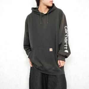 USA VINTAGE carhartt LOGO DESIGN SWEAT HOODIE PARKA/アメリカ古着カーハートロゴデザインスウェットフーディ(パーカー)