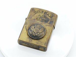 ■【YS-1】 ジッポー Zippo オイルライター ■ ベトナム VIET NAM PLEIKU 1966年モデル 紋章 ■ 真鍮色 全長約5.6cm 【同梱可能商品】■C