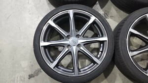 無限 ホイール 17x7J+55 P.C.D 4H-100 ダンロップ ルマン5 205/40R17 タイヤ付き ４本セット！ 中古 MUGEN MD8 ホンダ フィット フリード等