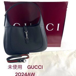 未使用　GUCCI ショルダーバッグ ブラック 2024AW ジャッキー　ラージ ワンショルダーバッグ 肩掛け レザー M4K126 黒 グッチ ハンドバッグ