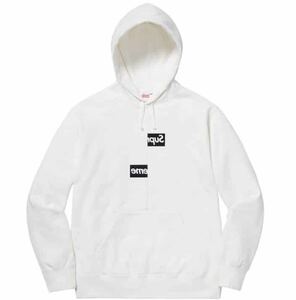 ② 超貴重 試着のみ！ SUPREME Comme des Garcons SHIRT Split Box Logo Hooded Sweatshirt White L 18AW / シュプリーム コムデギャルソン