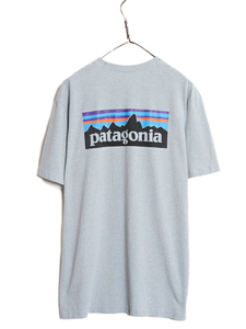 18年製 パタゴニア 両面 プリント 半袖 Tシャツ メンズ L / 古着 Patagonia アウトドア フィッツロイ P6 ボックスロゴ バックプリント 灰