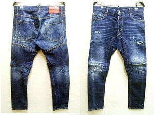 ◇即決[50]DSQUARED2 17AW TIDY BIKER JEAN ペンキ加工 S71LB0345 ペイント ストレッチ デニム スリム バイカー パンツ■781