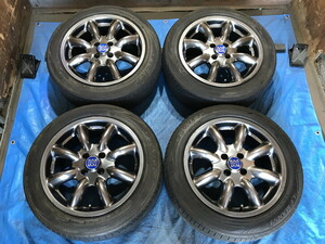 激安即決！タイヤ＋ホイール！MINILITE 40th-Anniversary 16-7J? 4H/100 ET48 + 195/55R16 中古4本 アクア/フィット/ノート等！HM001024