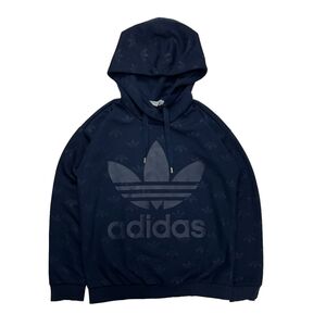 adidas アディダス ワンポイントロゴパーカー フーディー ネイビー XOT 総柄 トレフォイルロゴ ストリート（D06）