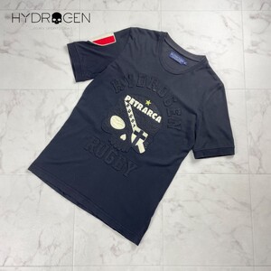 HYDROGEN ハイドロゲン Tシャツ 半袖 トップス ワッペン ドクロ スカル メンズ 黒 ブラック サイズXS*SC628