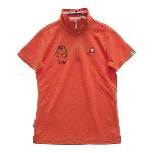 LE COQ GOLF ルコックゴルフ ハーフジップ半袖Tシャツ HAVE FUN オレンジ系 M [240001880752] ゴルフウェア レディース