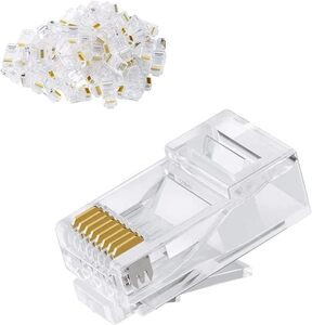 RJ45 LAN コネクタ 8P8C(8極8芯) UTP CAT5E CAT6対応LANケーブル用コネクタ プラグ クリスタルヘッ