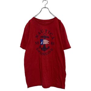 NAUTICA 半袖 プリントTシャツ L レッド ノーティカ クルーネック ロゴ 古着卸 アメリカ仕入 a605-6481