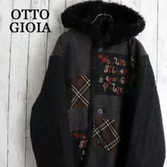 OTTO-GIOLA　ゴージャスファー　個性派デザイン　パッチワークニットコート