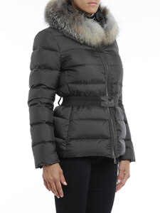 モンクレール　MONCLER 15AW FABRETTE フォックス　ファー　ベルト　フード　 ダウン　ジャケット　1　黒　本物