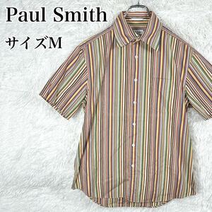 ポールスミス ロンドン Paul Smith London ストライプ 半袖 シャツ レッド系 サイズM 古着 春夏 