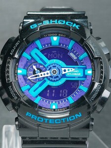 超美品 CASIO カシオ G-SHOCK ジーショック GA-110HC-1A アナデジ クォーツ 腕時計 ブルー文字盤 ブラック ラバーベルト 新品電池交換済み