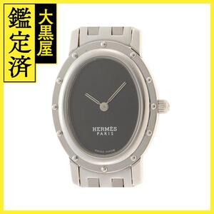 HERMES エルメス クリッパー オーバル CO1.210 SS ステンレススチール ブラック クォーツ 【460】2148103699573