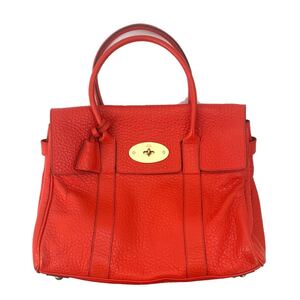 【送料無料】Mulberry マルベリー トートバッグ ハンドバッグ 本革 レザー　オレンジ　南京錠　鍵　ターンロック レディース