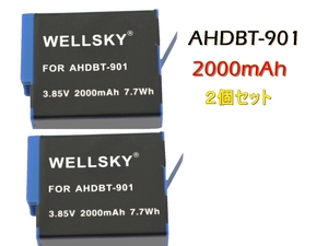 AHDBT-901 [2個セット] GoPro ゴープロ 互換バッテリー 2000mAh HERO11 HERO10 HERO 9 Black HERO 10 Black HERO 11 Black HERO 12 Black