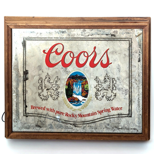 ビンテージ Coors Beer クアーズ ビール ライト パブミラー ミラー 鏡 ヴィンテージ 壁掛け鏡 照明 ネオンサイン 看板 パブ ジャンク