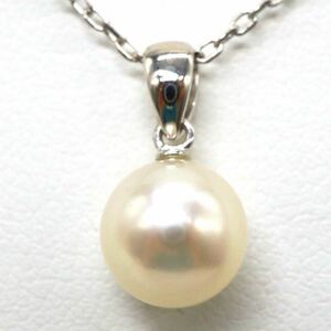 良品!!テリ良し!!大珠!!＊MIKIMOTO(ミキモト)K18アコヤ本真珠ペンダント＊o ◎3.3g 42.5cm 8.0mm珠 necklace jewelry EB8/EC0