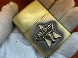 1円 ZIPPO ライター マルボロ Marlboroジッポ Zippoオイルライター真鍮製 中古品 喫煙グッズ ジッポー 火花確認済R658227