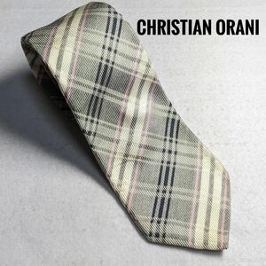 ネクタイ CHRISTIAN ORANI 約7.8㎝ ライトグレーD 784 ■