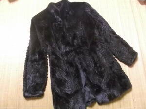 美品　ミンク　MINK　黒　厚手　コート　防寒性あり