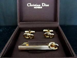 ◎№5182◎■美品■【Dior】ディオール【ゴールド】■カフス＆ネクタイピン セット♪