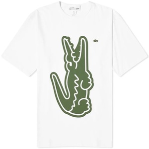 新品 コムデギャルソンシャツ＋ラコステ Tシャツ ビッグロゴ オーバーサイズ メンズM 白 送料無料