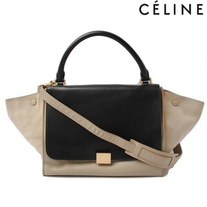 セリーヌ ハンドバッグ/ショルダーバッグ CELINE トラペーズ TRAPEZE 169542 ブラック/ベージュ 2way ストラップ付