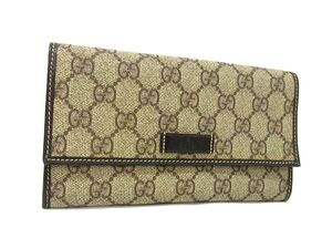 1円 ■美品■ GUCCI グッチ 203573 GG柄 PVC 二つ折り 長財布 ウォレット 札入れ 小銭入れ レディース メンズ ブラウン系 BJ6281