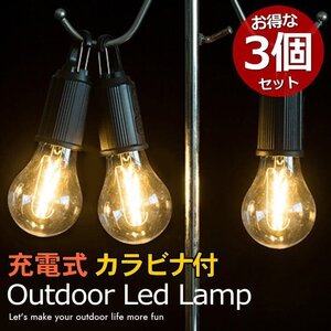 LED ライト 充電式ライト 3個セット ランタン カラビナ付き Type-C充電 LEDライト アウトドア キャンプ 7987127 3個セット ブラック 新品