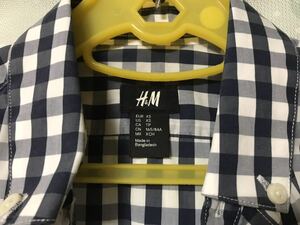 H&M エイチアンドエム 長袖シャツ チェック柄 ギンガムチェック レディース ネイビー 紺色 ブルー系 ブラウス