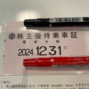 【送料無料です♪】株主優待乗車証　東武鉄道　2024年12月31日まで