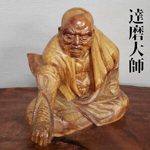 木彫 達磨大師 だるま 商売繁盛 七転八起 置物 ヴィンテージ 時代物 古道具 小道具 時代劇 蔵出し 旧家 工芸品 インテリア【100i3448】